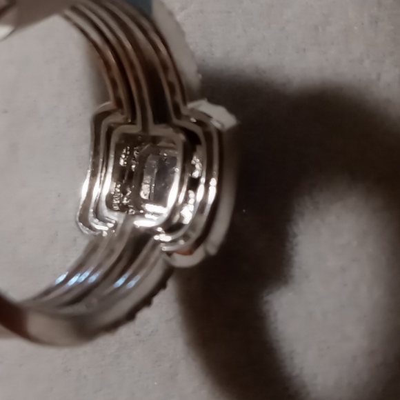 Trio Sterling Silver 925 ring set. princess Cz cut with 2 pave cz fitted rings. - Picture 7 of 10